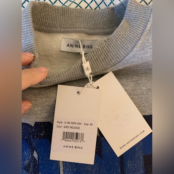 Anine Bing Vintage Bing Sweatshirt Eagle Blue & Grey Size XS NEW RARE - Picture 15 of 16